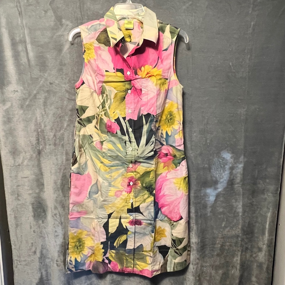 Craig Taylor Tropical Floral Shirt Dress Art To Wear Resort Cottagecore XS